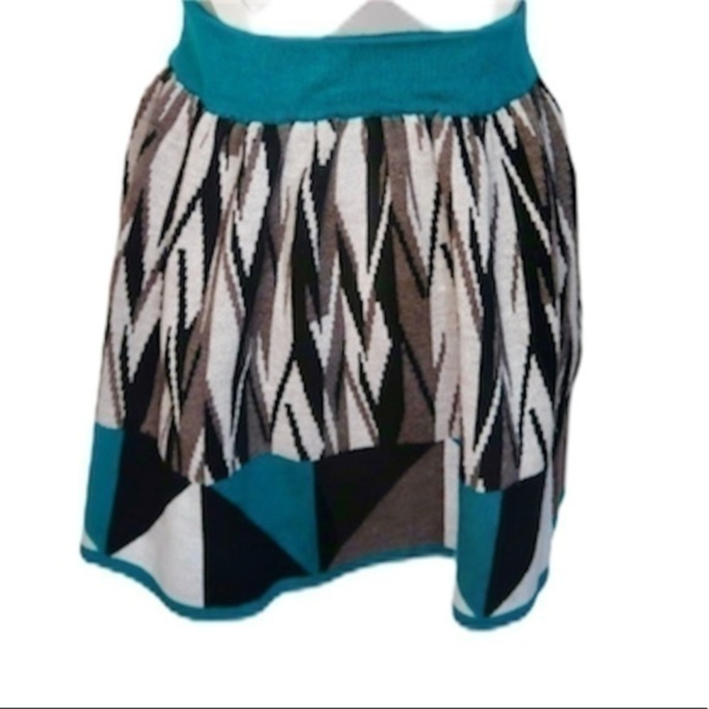URBAN Outfitters Geometric knit Print Teal Skirt